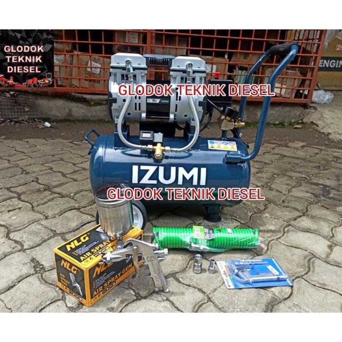 PAKET IZUMI Kompresor Silent HS OL 1390 SS Oilless 1.75 hp 24 L