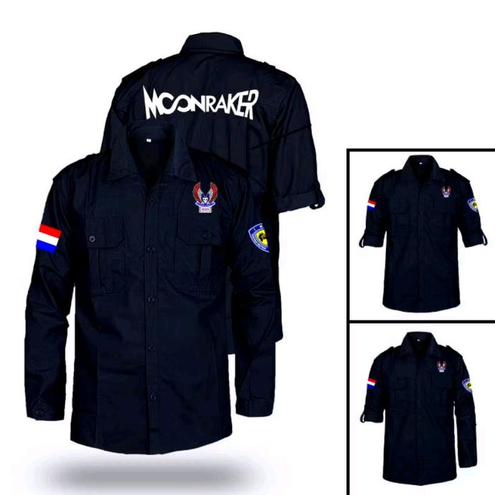 KEMEJA MOONRAKER M2R LENGAN PANJANG FULL BORDIR Baju Dewasa Hitam Pria  Formal Basic Outdoor Atasan