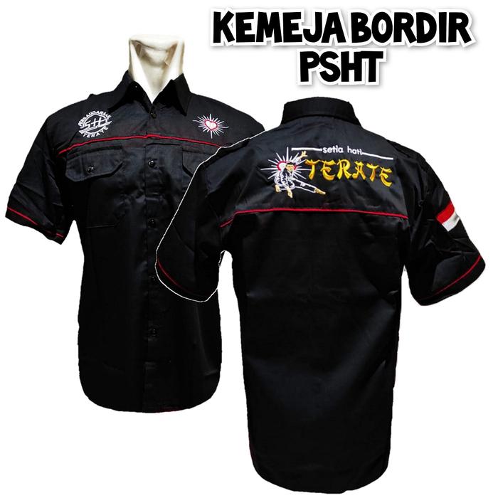 Kemeja PSHT Bordir Terbaru 2025 - Hem SH Terate - Kemeja Pencak Silat Pria - Distro, Katun, Dewasa, 