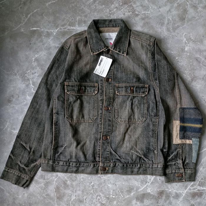 type 2 denim jacket Remodel by connect modified  No Evisu Japan Blue Jeans Big John Iron Heart real 