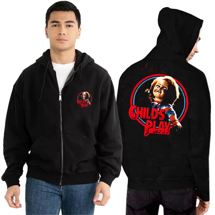 Sweater Hoodie Chucky Child's Play Horror Hoodie Ritsleting Bahan Cotton Fleece | New Zipper Hoodie