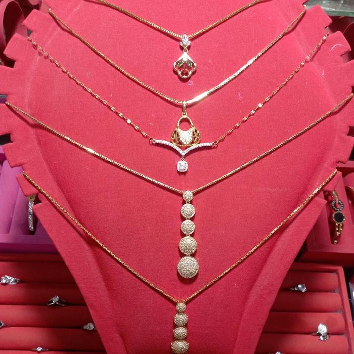 Kalung steanliss steel Premium Diva-Tetes air-kupu"-permata-love-Lv 2layer-angsa red-tas-mawar-kalun