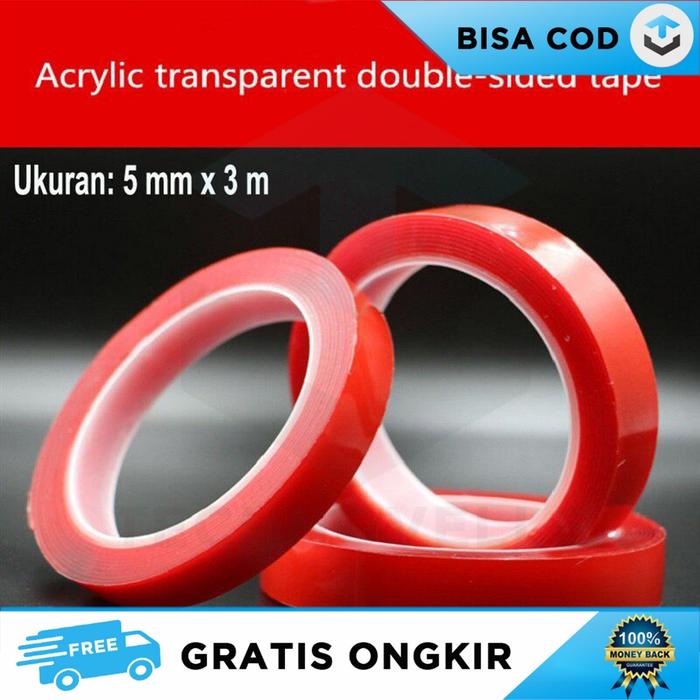 LEM SUPER KUAT DOUBLE TAPE ACRYLIC TRANSPARANT 5-15-30-50 MM X 3M