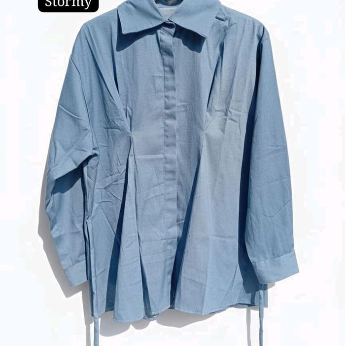 Kemeja Dania || semi levis model wispy bahan denim kemeja lucu kekinian Wanita Baju Nyaman panjang C