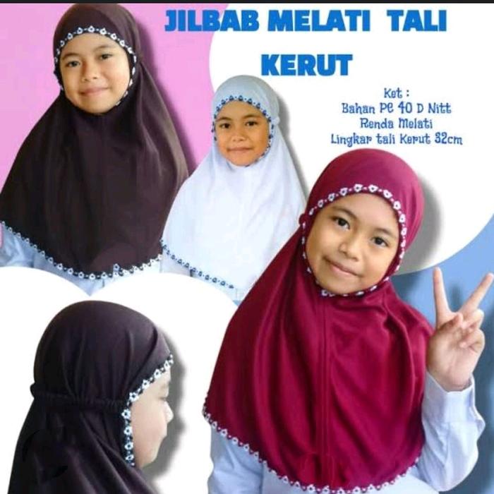 ZARELLMOUSLEM - JILBAB SEKOLAH RENDA MELATI TALI / KERUDUNG SEKOLAH BERGO TALI RENDA MELATI Nyaman I