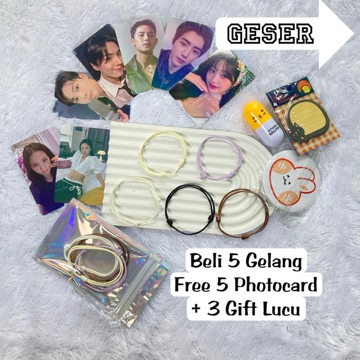 Gelang Tali Polos Free Photocard Group Kpop Blackpink Seventeen Bracelets