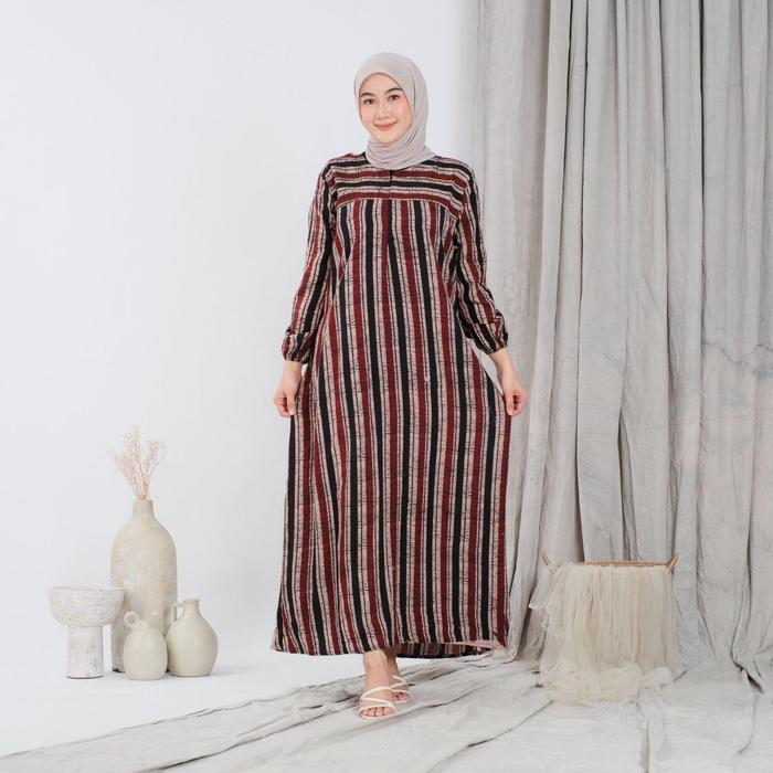 Daster Rainbow Midi Dress Kekinian Terbaru Jumbo Ld 120 Lengan 7/8 Motif Rayon Tali Samping Busui Fr