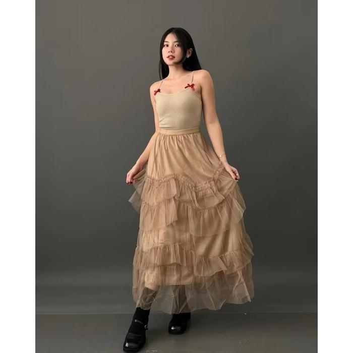 Carla - Tulle Rumbai Long Skirt 4 Warna | PD2