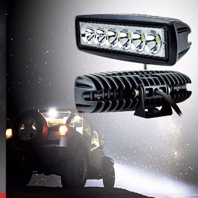 Lampu Tembak Sorot LED 18W Pipih 6 Titik Mata Motor Mobil