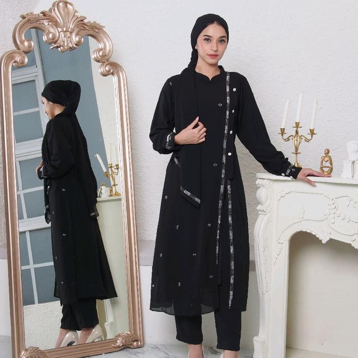 GAMIS one set tunik set hijab Payet mute HAZEEMA SERIES