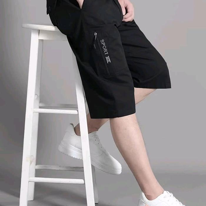 Celana 3/4 Sport Sirwal Gabriel 7/8 - Ripstok Tahan Lama dan Kuat - Hitam, Kantong, Dewasa, Pria, Ka