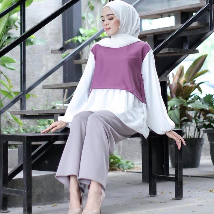 DEYAN - Lilac blouse monochrome ootd fashion
