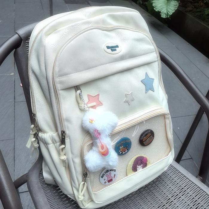 【COD✅】Niche Design Sense Tas /Transparan Kampus jk /Tas Sekolah Ransel PIN Transparan/Tas Sekolah Si
