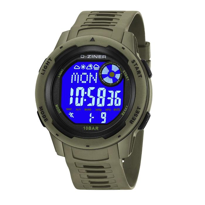 [DV]  Dziner Jam Tangan Pria Dziner 8351 Rubber Double Time Water Resistant 3 ATM