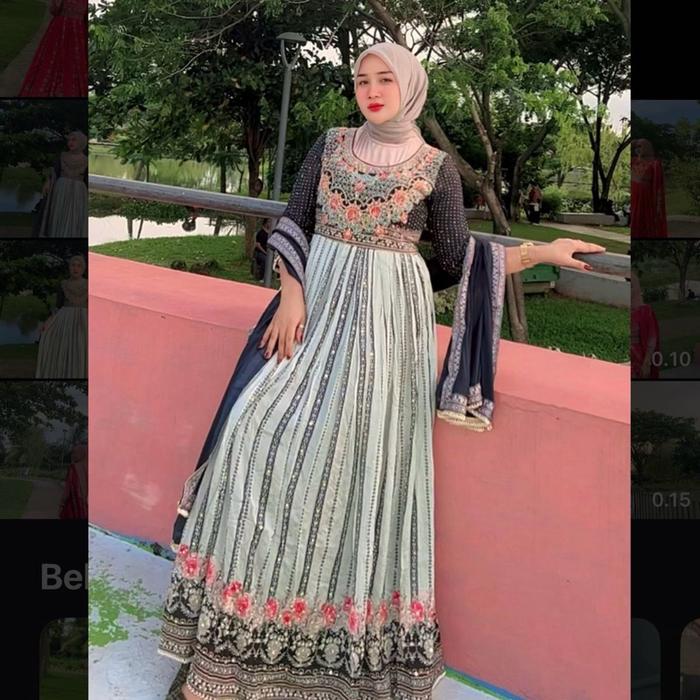gamis hindi ori black gray
