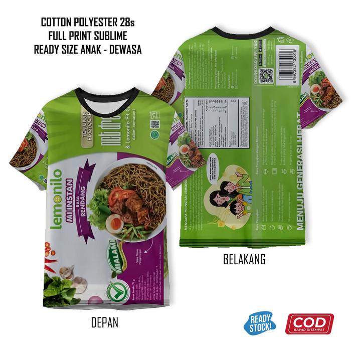 Kaos Mie Instan Rendang Soto Kare Kari Ayam Rendang Koya Full Printing Keren | Baju Mie Goreng Rebus