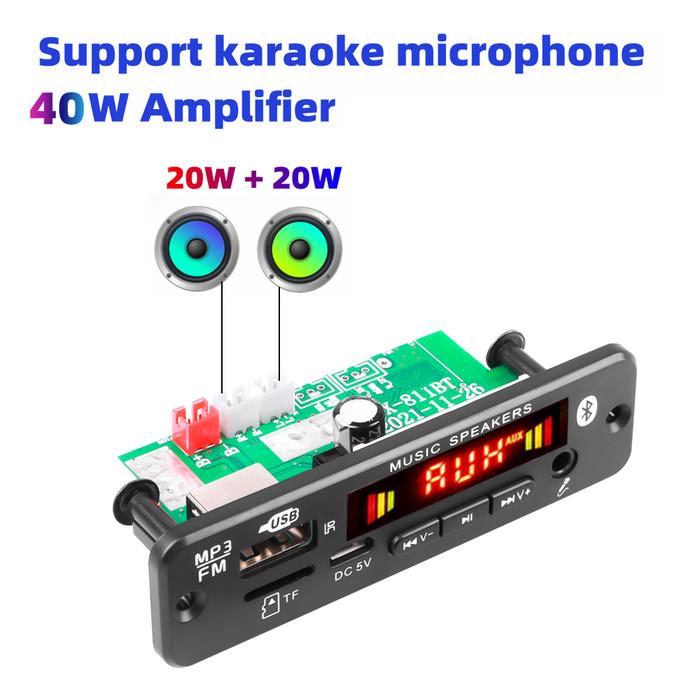 DC 12V 40W Amplifier Car MP3 Player Bluetooth 5.0 MP3 Decoder Board