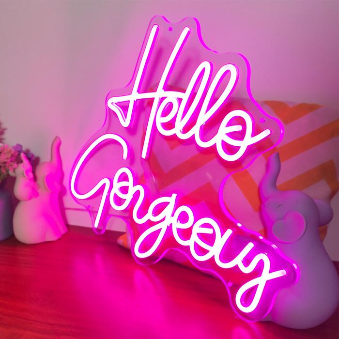 LED Custom Neon Signs Letters Hello Gorgeous LED Neon Decorative