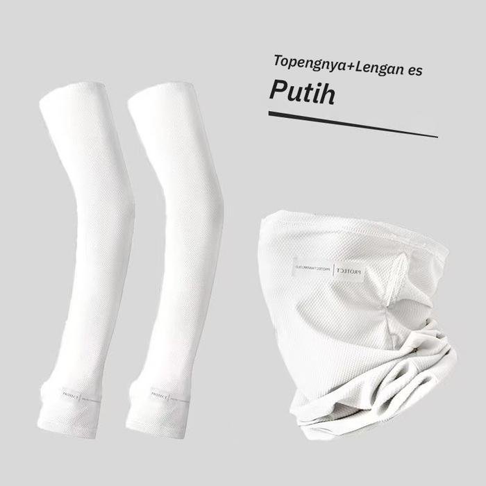 Arm Sleeve Cooling UV Protection Face Cover Cooling Masker Anti UV Set Manset Jempol Buff Masker Mot