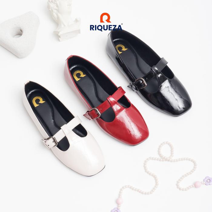 Riqueza HARUMIKA Sepatu Flat Shoes Mary Jane Wanita Glossy