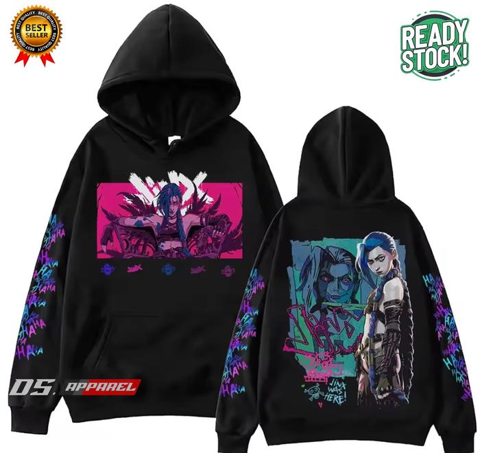 HOODIE JUMPER ANIME MANGA JEPANG JINX-ARCANE HARAJUKU HIP HOP PULLOVER TOPS POPULAR~( READY SIZE S-X
