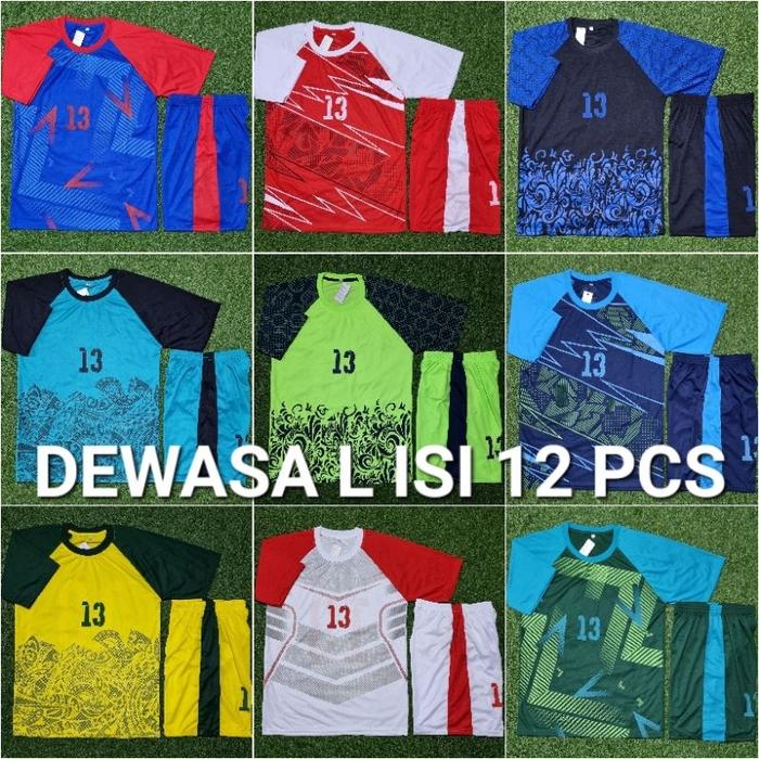 Setelan Set Jersey Bola / Baju Tim Futsal / Team Volly L12