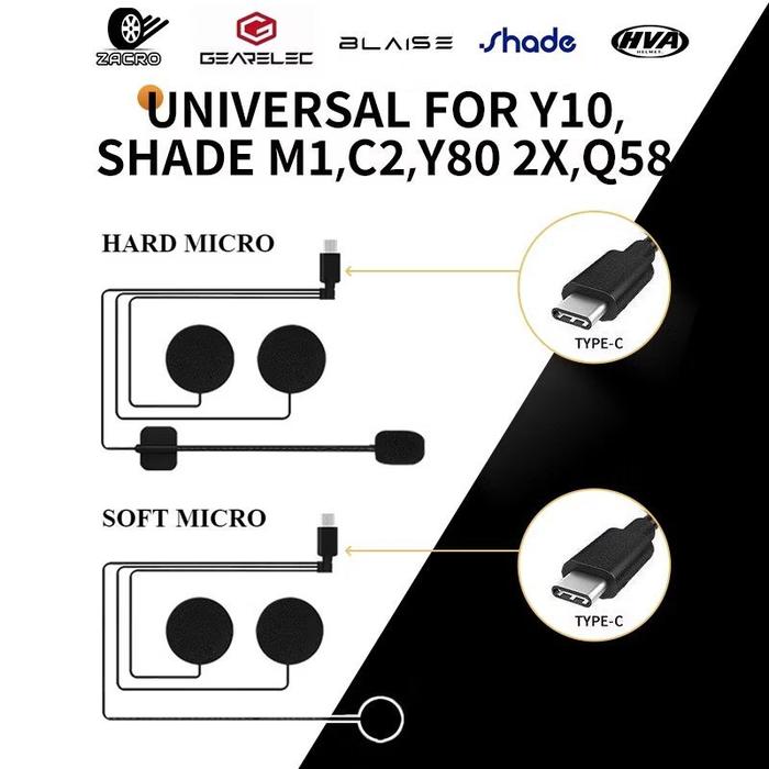 MIC & SPEAKER INTERCOM TYPE C  Intercom/Headset Earpiece SHADE M1/V10/Y10/C2/Y80/Q58 TYPE C