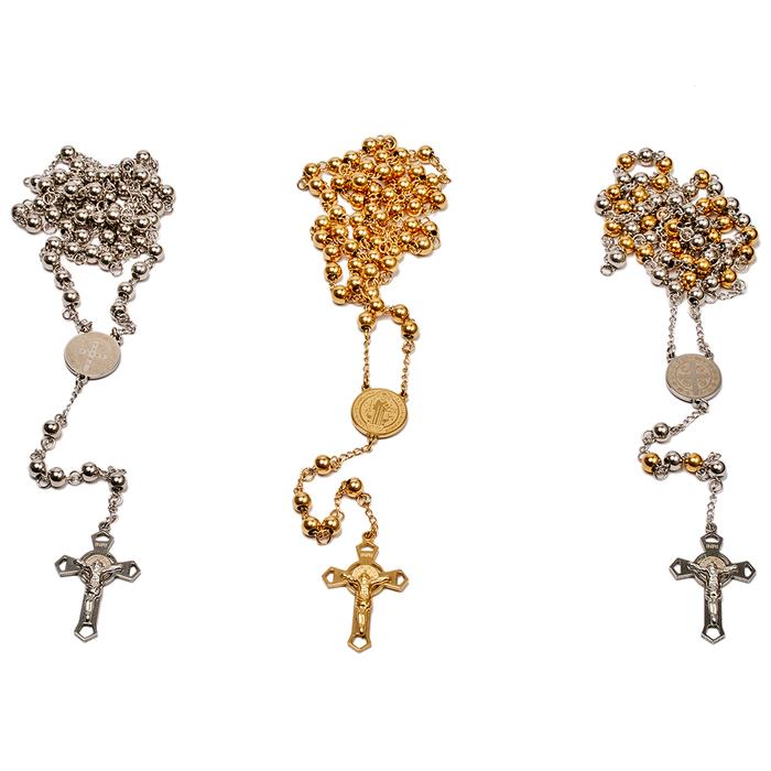Rosario Titanium 6mm / Harces Santo Benediktus Kalung Titanium Rosario Kalung Salib Katolik