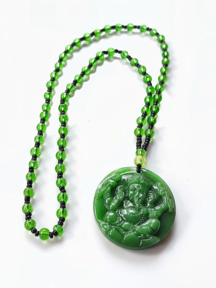 Kalung Glass Crystal Ganesha – Pembuka Jalan Rezeki & Perlindungan Aura | Energi Manifestasi Spiritu