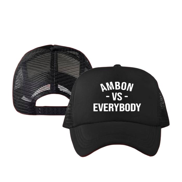 TOPI TRUCKER DESAIN SABLON DAERAH AMBON VS EVERYBODY BISA GANTI NAMA DAERAH KEREN