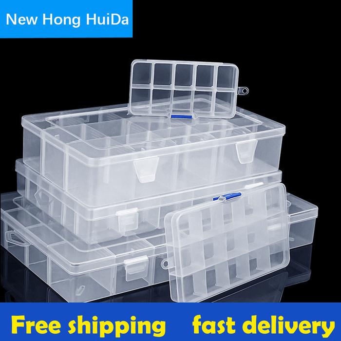 Container Plastic Box Practical Adjustable Compartment Jewelry