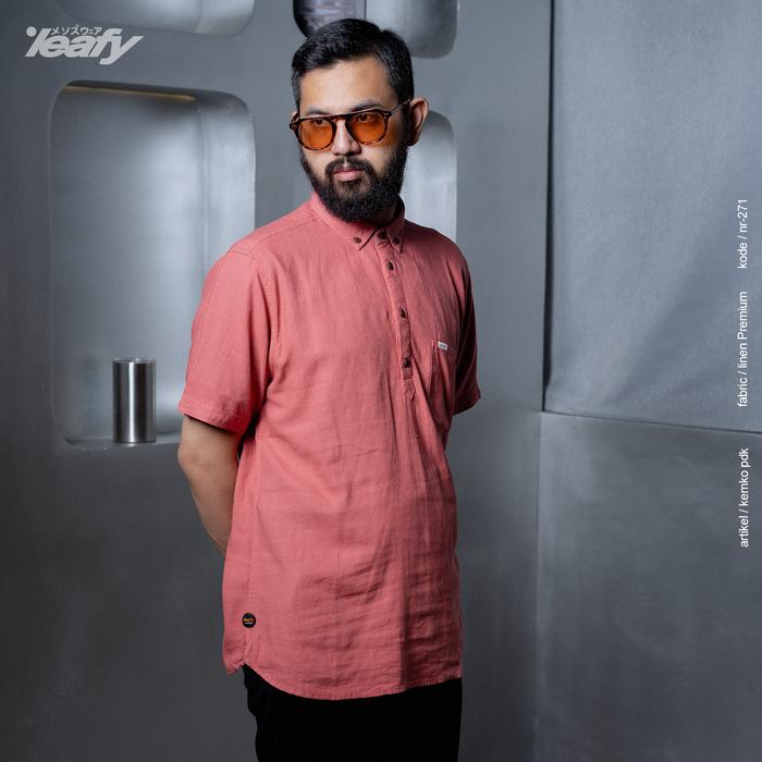 LEAFY NR - 271  Baju Muslim Pria Lengan Pendek / Kemko Linen Premium / Baju Koko / Kemeja Koko / Baj