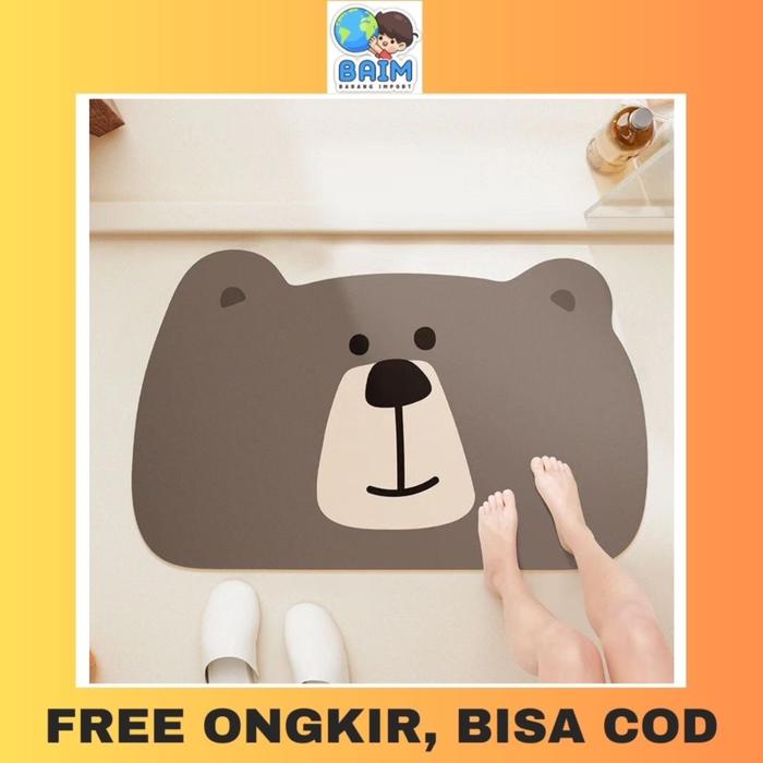 BAIM Keset Kaki Diatomite Karakter Kartun Nyerap Air Anti Slip Anti Bakteri Keset Kamar Mandi Alas K