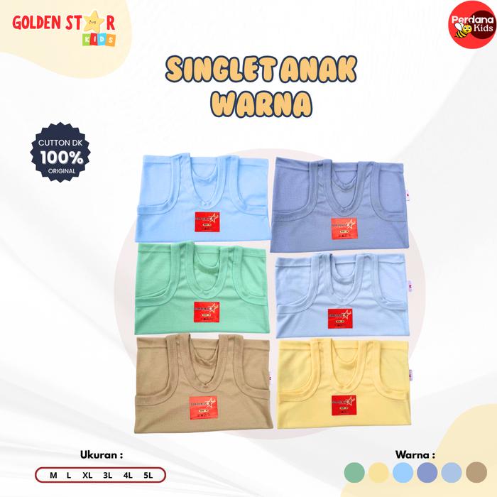 6 PCS Singlet Anak Perempuan & Laki2 Warna Kalem Jahitan Rapih - Singlet Anak TK SD SMP / Kaos Kutan