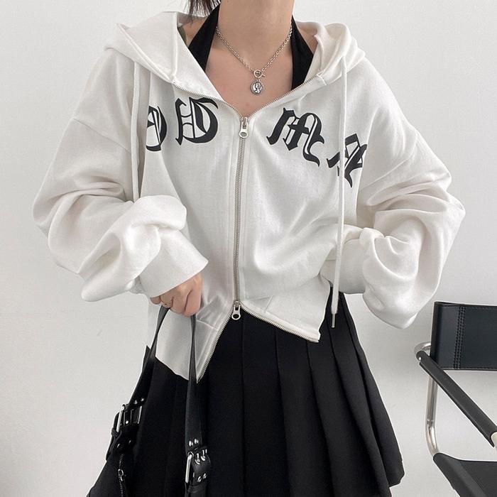 Japanese Hoodie Ziper Wanita Oversize | Sweater Jaket Double Ziper Kekinian Korean Style Pasti Ori