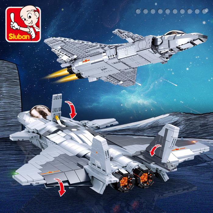 SLUBAN WW2 Military Series J-20 Building Blocks Stealth Fighter plane
