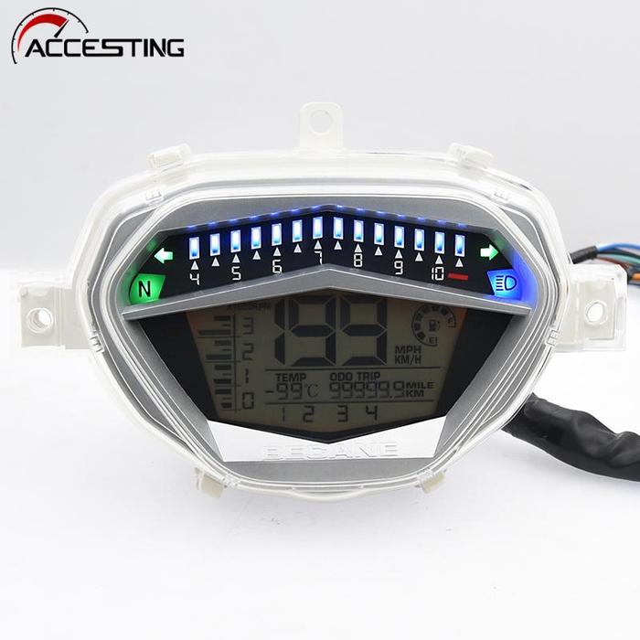 Speedometer Digital LCD Multifungsi MPH KM/H dengan Speedometer Motor