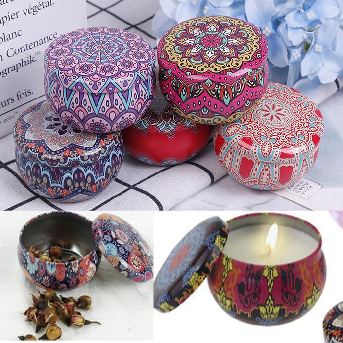 1pc Retro Floral Tin Can Lovely Mini Gift Jewelry Tin Box Cookie