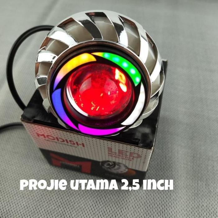 LAMPU LED DEPAN PROJIE MINI RAINBOW 2.5 INCH LAMPU UTAMA PROJIE LED RAINBOW RUNNING 2.5INCH UNIL SEM