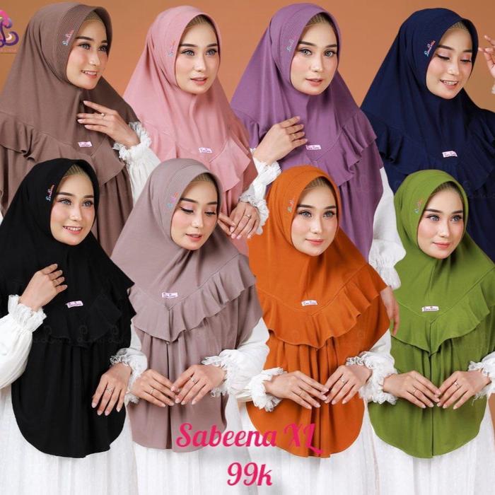 Linalivia Sabeena Xl Bergo instan hijab jumbo pet antem terbaru jersey twist