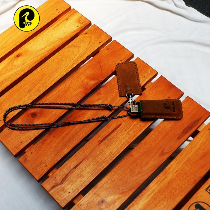 KOZHA tempat korek api kulit asli handmade gantungan dengan tali