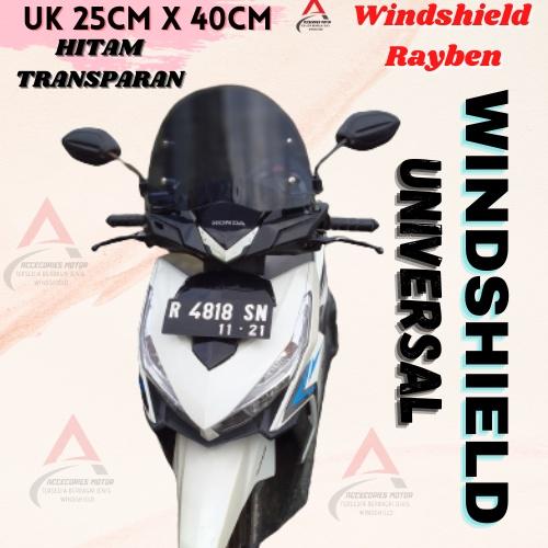 Terlaris Tameng Angin Universal Rayben Hitam Transparan Windshield Beat Windshield Scoopy Windsield