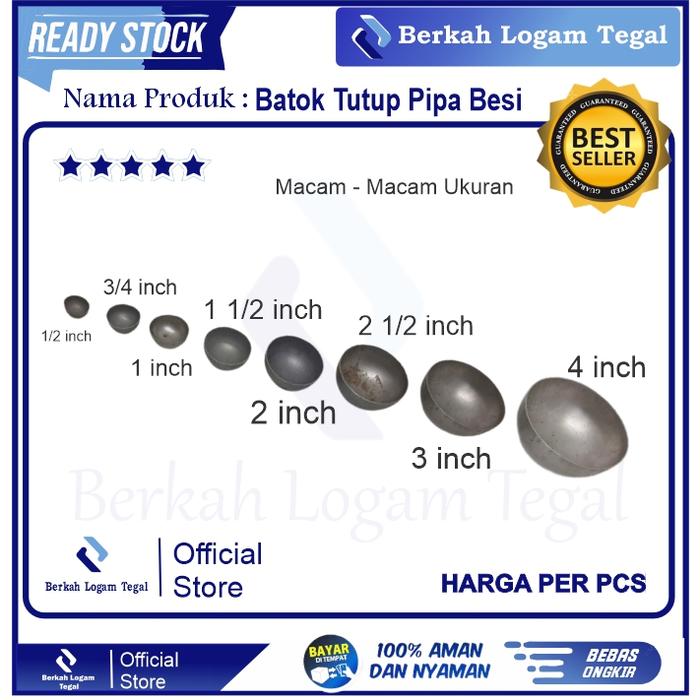 Batok Tutup Pipa Besi Ukuran Setengah inchi 1/2 inch