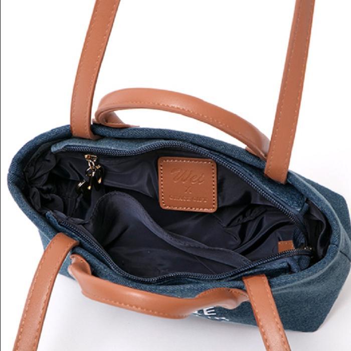 Gracegift Mickey Mouse Canvas Tote Bag - Denim Totebag