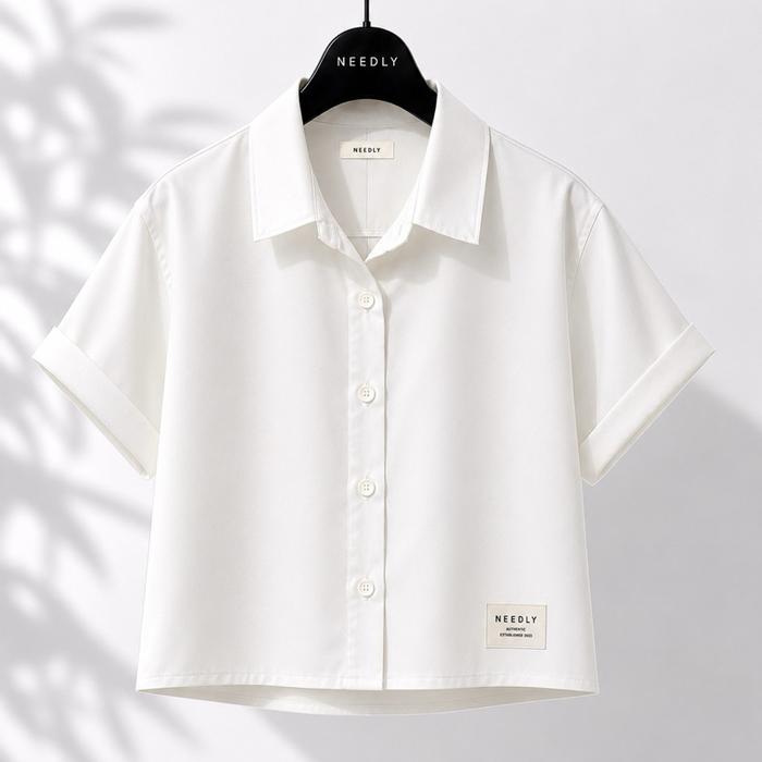 ( Pre Order ) Needly Crop Shirt | Kemeja Wanita Crop Fit Premium