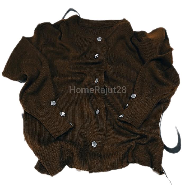 Kardigan Rajut Inara Kancing Gold Primum Abu Fit Lembut Panjang Sweater Knitwear Outer Oversize Musl