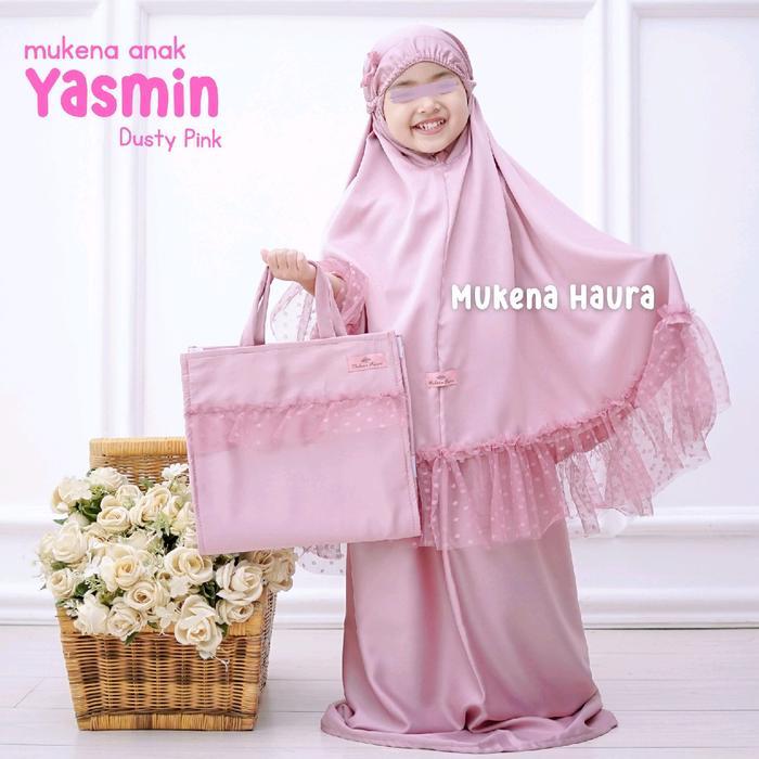 Mukena Anak Yasmin Sutra Satin Velvet Motif Sajadah Bonus Tas - Usia 2 - 9 Tahun Mukenah Satin Velve