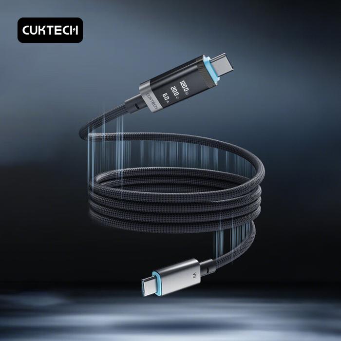 CUKTECH No.6 USB C Cable with Digital Display 240W MAX 6A 1.5m Phone Cable for Xiaomi Samsung iPhone