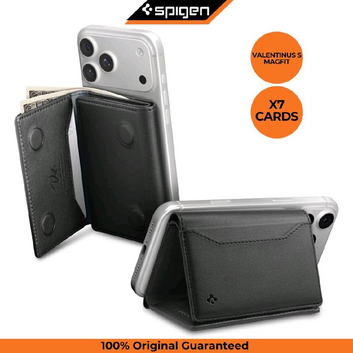 Card Holder MagSafe Spigen Valentinus S Wallet Dompet Kartu Kulit Leather Magnet Magnetic Stand Uang