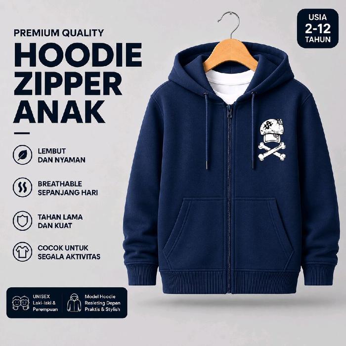 Jaket Hoodie Zipper Anak Laki-laki/Perempuan Umur 2-12 Tahun diery!  Bahan Fleece Tebal Premium ‎